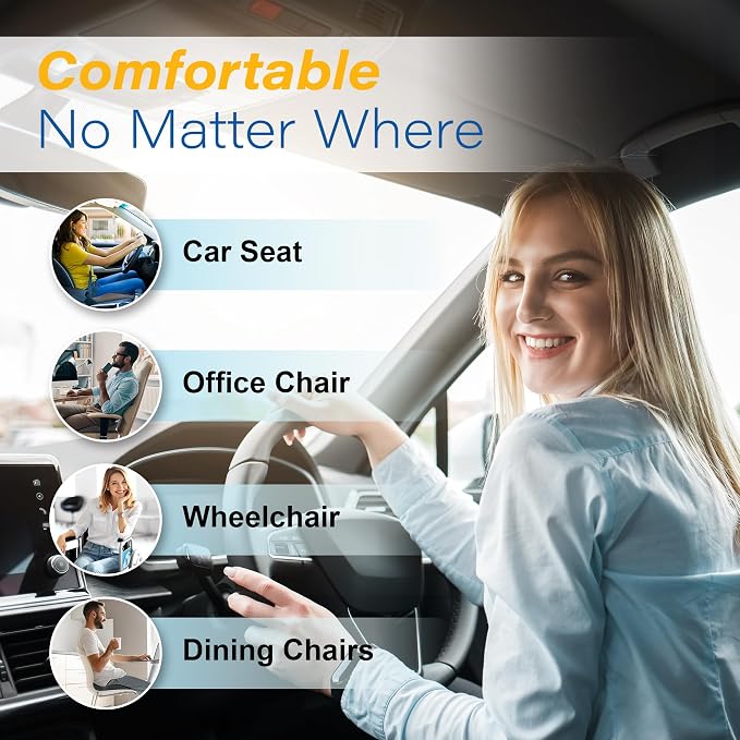 Allaboutsla Car Seat Cushion for Driving, Car Seat Pillow for Short Drivers | Ergonomic Memory Foam Seat Cushion for Pain Relief, Adult Booster Seat for Car, Butt Cushion for Car, Truck, Blue&Gray - Image 9