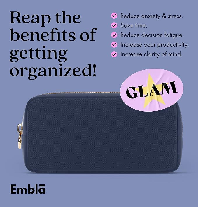 Embla Makeup Bag Travel Cosmetics Pouch and Toiletry Bag, Nylon Zipper Pouch Purse, Cute Make Up Organizer Storage Tote for Women Girls, Travel Skincare Case, Small Makeup Bags, Sapphire - Image 5