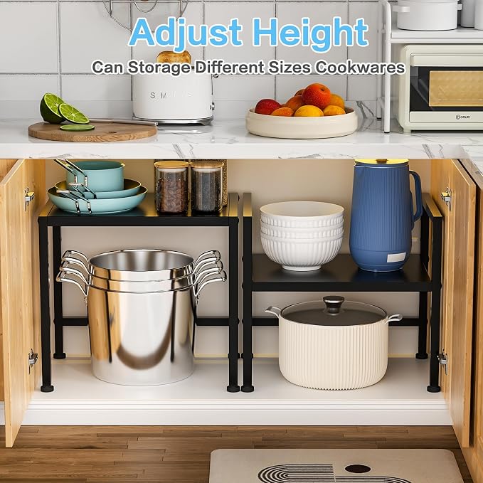 17.3” Metal Storage Shelves,150LBS Heavy Duty Shelving Units For Under Sink | Adjustable Utility Storage and Organization For Small Appliance, Small Shelf Rack Organizer For Kitchen Cabinet Closet Pantry - Image 4