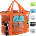CaCTOUR Mesh Beach Bag,Large Beach Bags for Women with 8 Pockets,Packable Tote Bag for Beach Cruise Pool Vacation Essentials by CaCTOUR