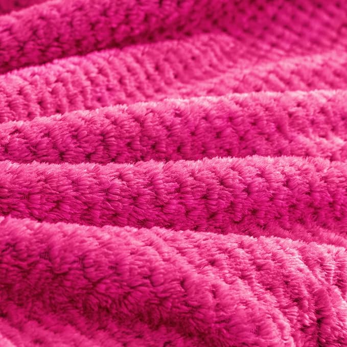 BEDELITE Travel Blanket with Bag, Jacquard Fleece Blanket 65"x40", Hot Pink | Ultra-soft Airplane Blanket, Luggage Sleeve & Backpack Clip, Travel Essentials for Women, Foldable as Pillow for Long Flight - Image 6