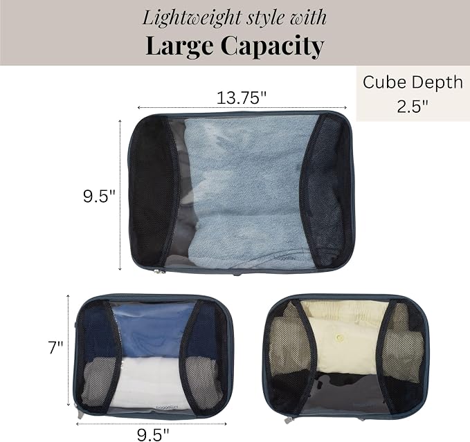 Baggallini Compression Cube 3-piece set - Lightweight Compression Packing Cubes for Travel - Image 4