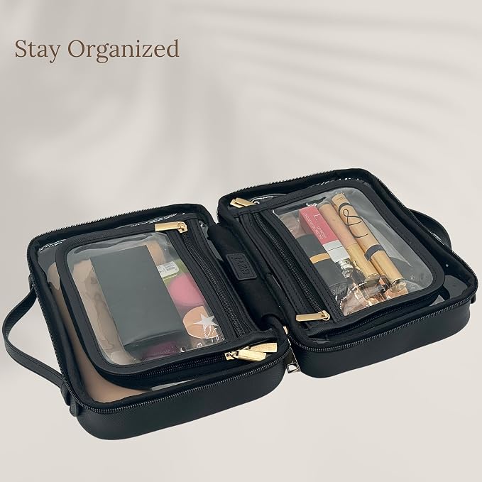 JAZD Clear Makeup Bag Toiletry Bag for Women Cosmetic Case Large Capacity Travel Make Up Bag Organizer Transparent Storage Compartment TSA Approved - Image 4