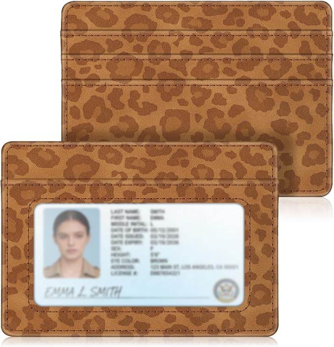 FINTIE Slim Minimalist Front Pocket Wallet RFID Blocking Credit Card Holder | Card Cases with ID Window for Men Women, Leopard print by Fintie