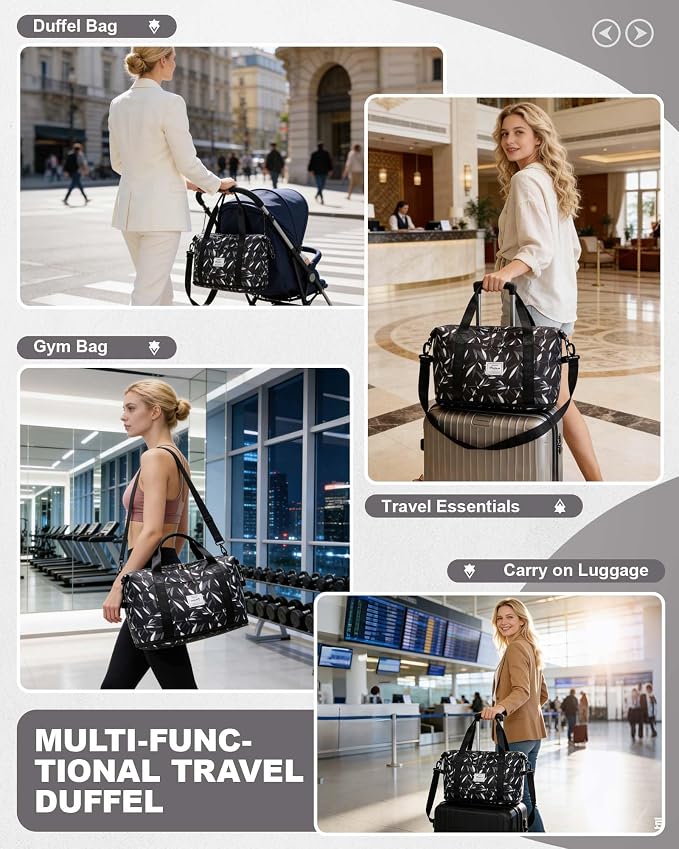 Travel Duffel Bag, Sports Tote Gym Bag, Shoulder Weekender Overnight Bag for Women - Image 7