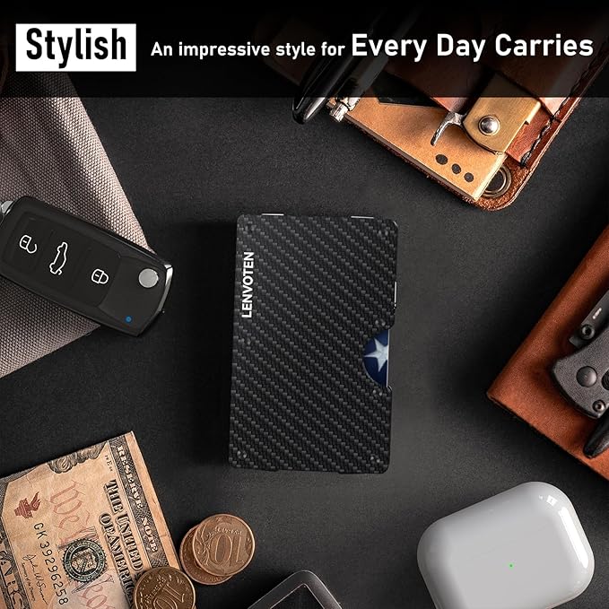 Lenvoten Upgraded Hinged Minimalist Wallet for Men, RFID Blocking Wallet | Slim Metal Aluminum, Credit Card Holder, Money Clip Holds 20 Cards, Premium Scratch-Resistant Finish, Ideal Gift for Men - Image 5