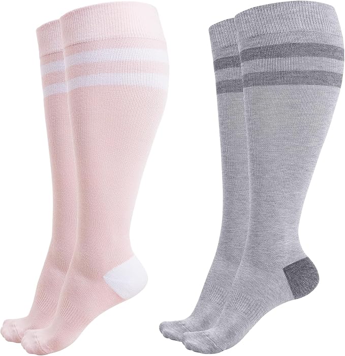 Momcozy Compression Socks for Women Wide Calf, 15-20mmHg Knee High Support Socks for Pregnancy, Nurses, Flying, Travel by Momcozy
