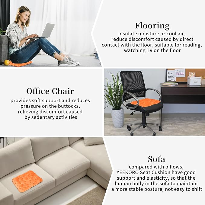 Inflatable Seat Cushion, Chair Cushions, Lightweight Air Sitting Pad, Portable Chair Pads for Indoor Dining Room Kitchen Chairs Office Airplane Car, Floor Cushion for Home(Orange) - Image 6