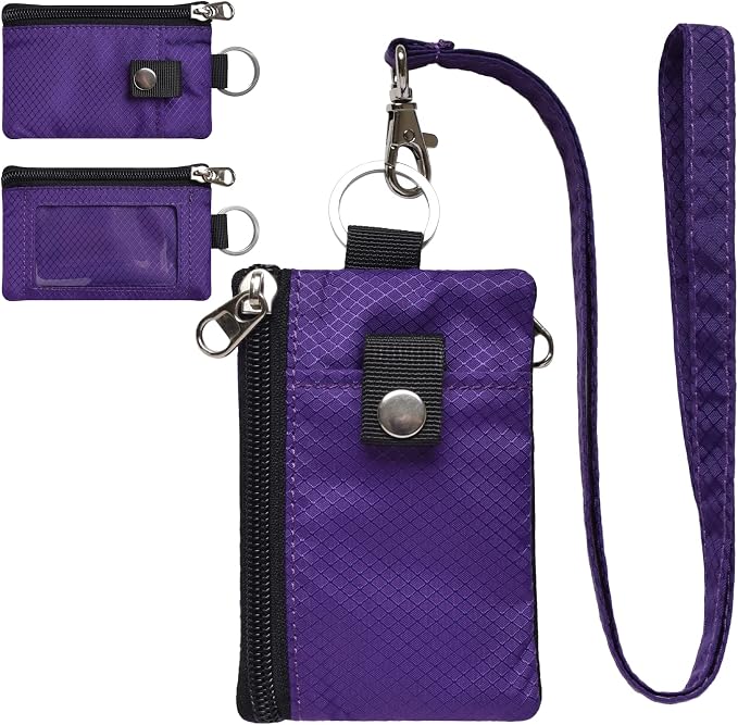 CHENSPRX Minimalist RFID Blocking Small Wallet with ID Window,WaterResistant Zip Id Case Wallet with Lanyard Keychain for Cards,Cash,Travel,Women,Men by CHENSPRX