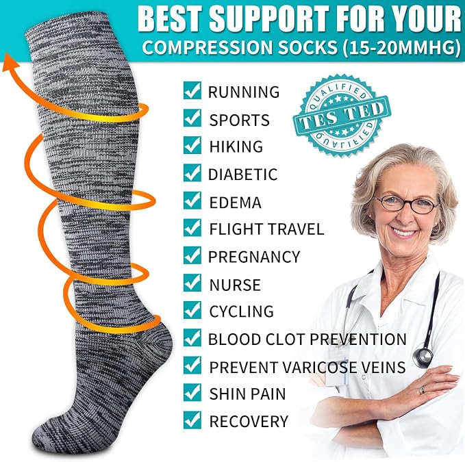 Copper Compression Socks for Women & Men (6 pairs) - Best Support for Nurses, Running, Hiking, Recovery - Image 5