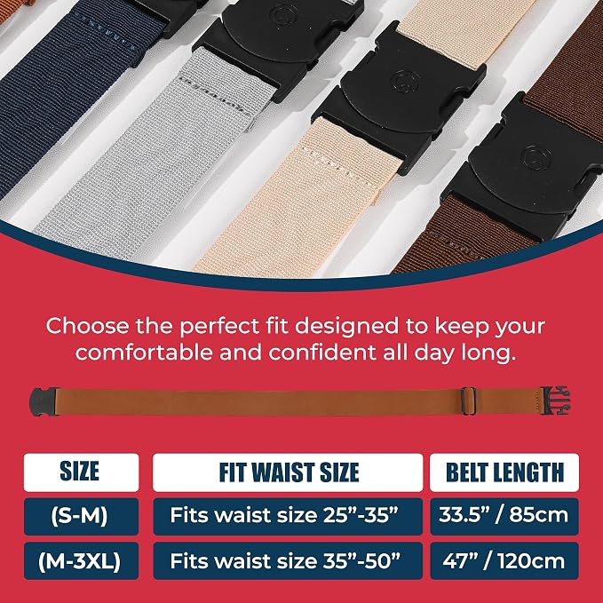 Unisex Adventure Stretch Belt, 1.30" Width, Non Slip, Travel Friendly Buckle. Designed in USA. - Image 3