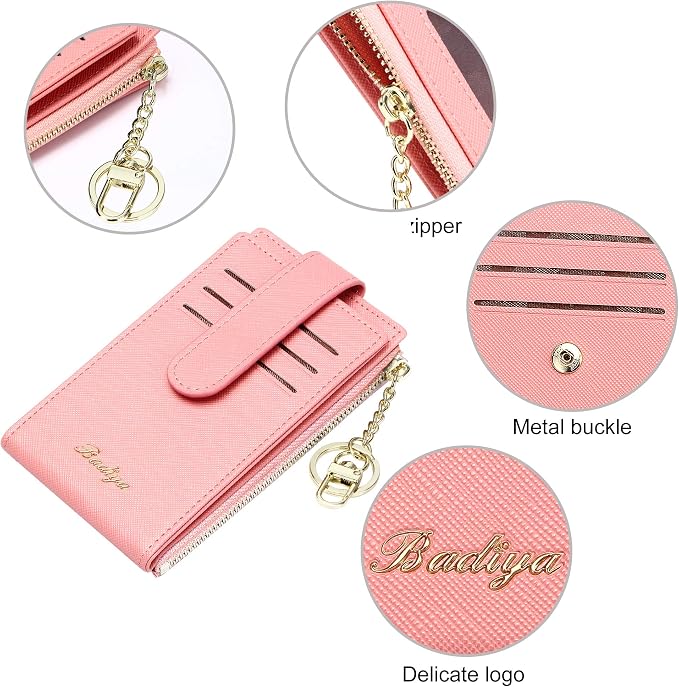 Badiya Slim Women Wallet RFID Blocking Bifold Compact 9 Card Slots Holder Wallets Soft Leather with Zipper Coin Pocket 2 ID Window - Image 6