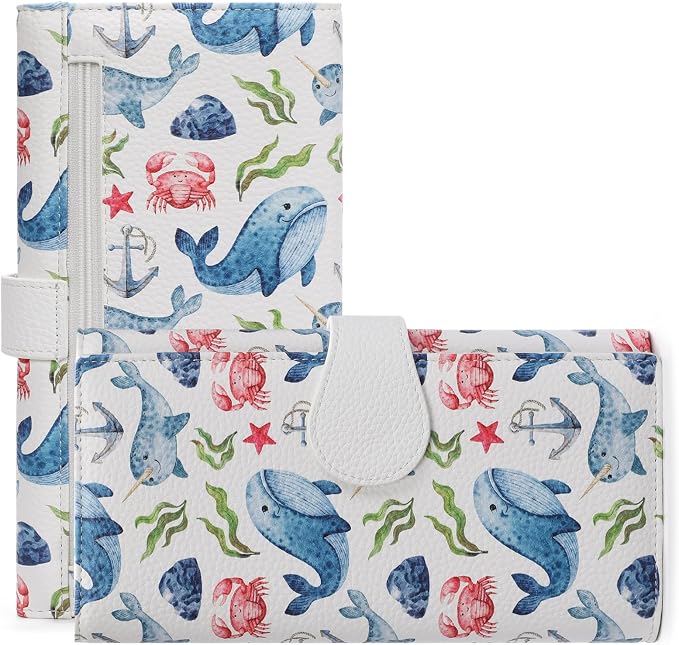 GOIACII Women's Wallet RFID Blocking Large Capacity Card Holder Ladies Phone Clutch Travel Long Purse Whale Print by GOIACII