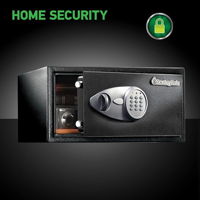 SentrySafe Shelf Safe with Digital Keypad Lock, Steel Safe with Interior Lining and Bolt Down Kit for Money, Jewelry, Documents, 0.98 Cubic Feet, 8.9 x 16.9 x 13.6 Inches, X105 - Image 2