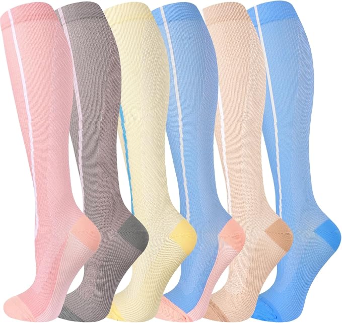 cerpite Compression Socks for Women & Men 6 Pairs Knee High Compression Socks 20-30 mmhg Best for Running,Nurse,Travel by Cerpitesportsstyles