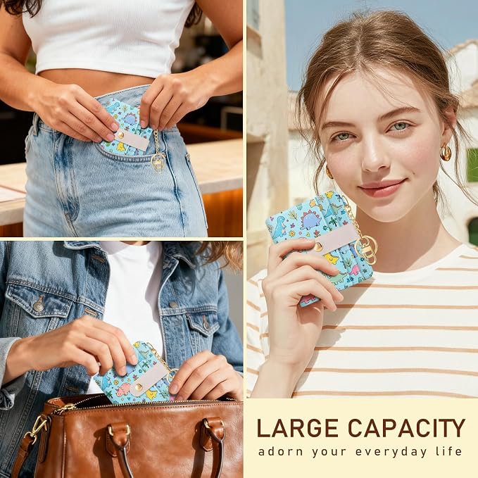 Jogjam Cute Dinosaur Rfid Girls Teen Women Wallet, Small Credit Card Holder | PU Leather Bifold Cash Zipper Coin Pocket ID Window, for Female Ladies Teen Girls Girly Gifts - Image 2