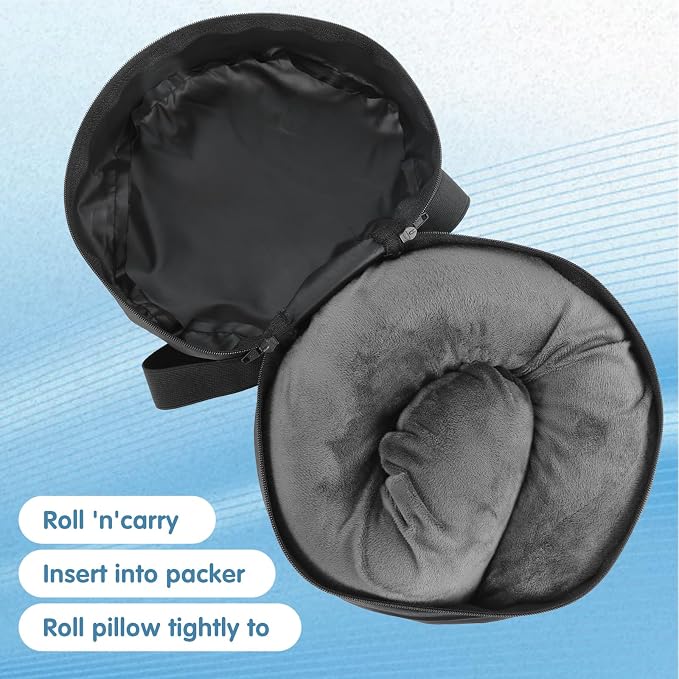 Travel Neck Pillow Bag, Compact Neck Carrying Bag Pillow Storage Bags Case Quick with Release Clasp Attaches to Luggage Backpack for Travel Airplane Train Journey - Image 3