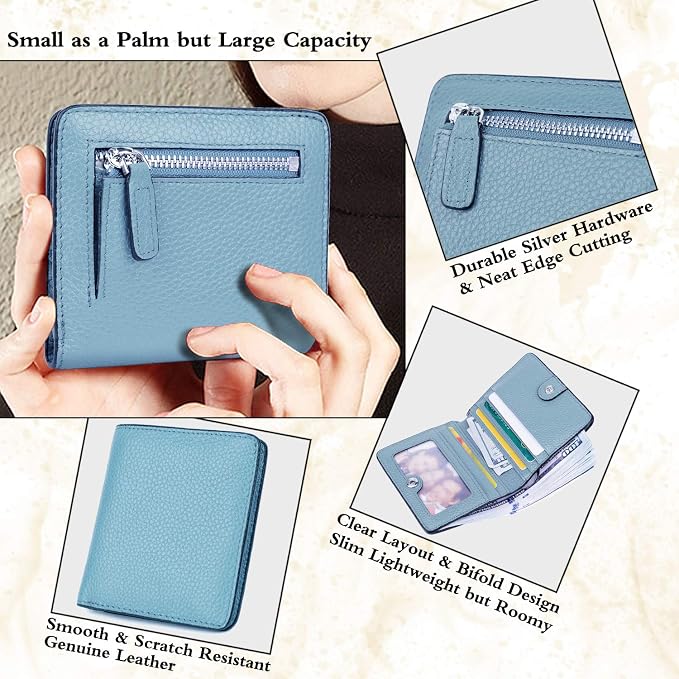 Small Leather Wallet for Women, Ladies Credit Card Holder RFID Blocking Women's Mini Bifold Pocket Purse - Image 3