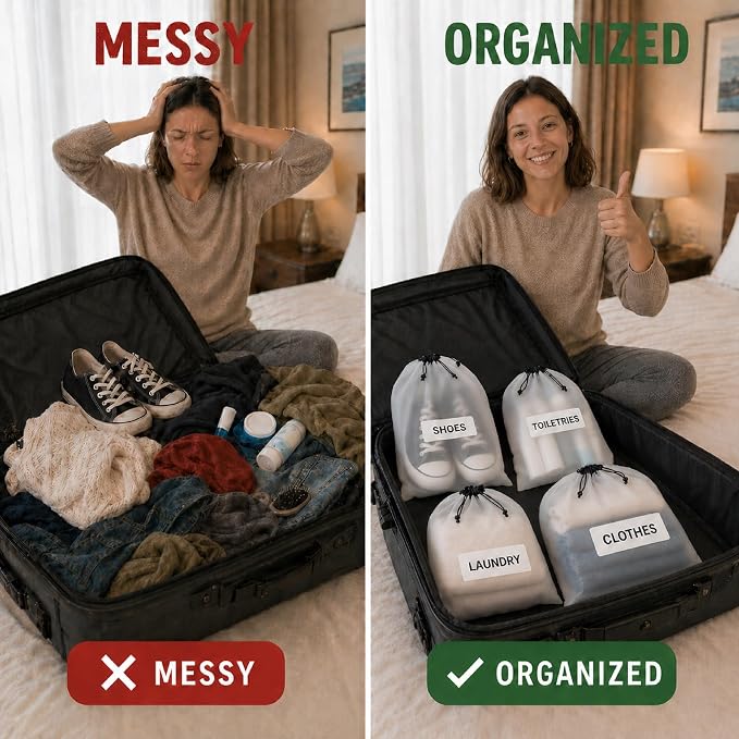 18 Pack Clear Shoe Bags for Travel Essentials Reusable Storage | 15.7"×11.8" PEVA Drawstring, Water-Resistant, Fits up to Men’s 12–13, for Clothes & Toiletries, Keep Luggage Tidy & Odor-Free - Image 3