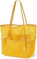 KPX Beach Bag with Mini Pocket, Summer Beach Tote Bags for Women Large Foldable Mesh Swimming Pool Travel Bags - Sandproof by KPX