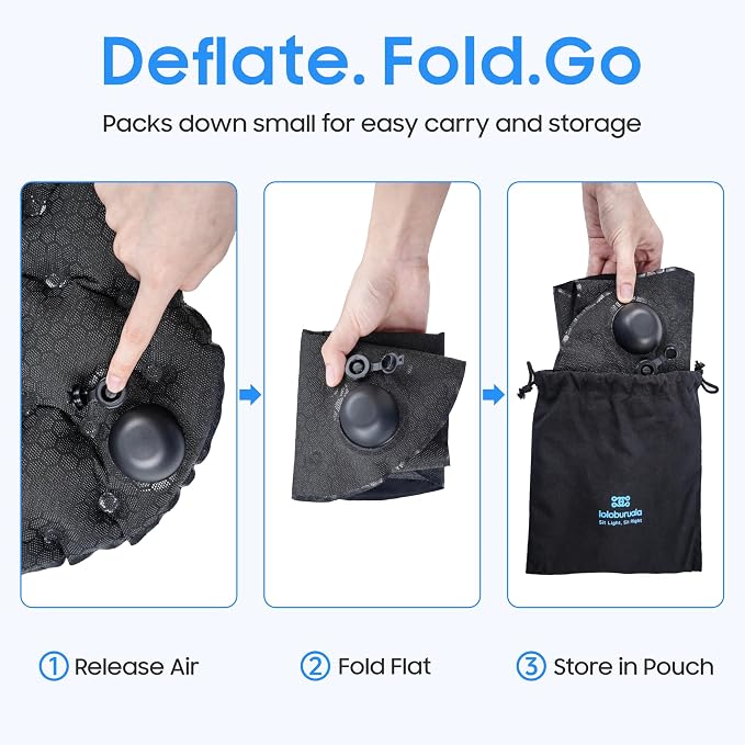 Portable Inflatable Seat Cushion, Ergonomic Pad with TPU and Soft Lycra Fabric, Foldable Lightweight Travel Cushion for Outdoor Use, Quick Inflation & Deflation Design with Storage Pouch - Image 5