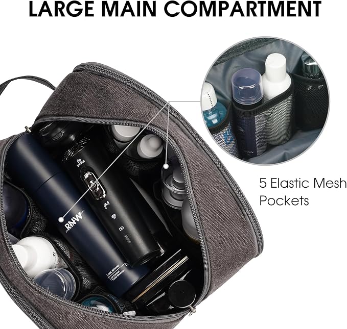 WANDF Travel Toiletry Bag for Men, Canvas Shaving Dopp Kit | Wet Separation, Water-Resistant Fabric, Travel Bag for Toiletries, Shaving Accessories, Weekend Trips - Image 2