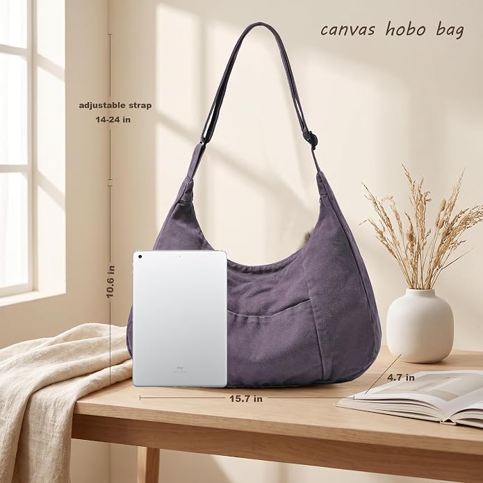 Canvas Hobo Crossbody Tote Bag for Women and Men Messenger Bags | Canvas Tote Bag With Zipper,Canvas Crossbody Bag,Canvas Hobo Bag,Shoulder Bag for Women,Travel Work College Purse Handbag - Image 4
