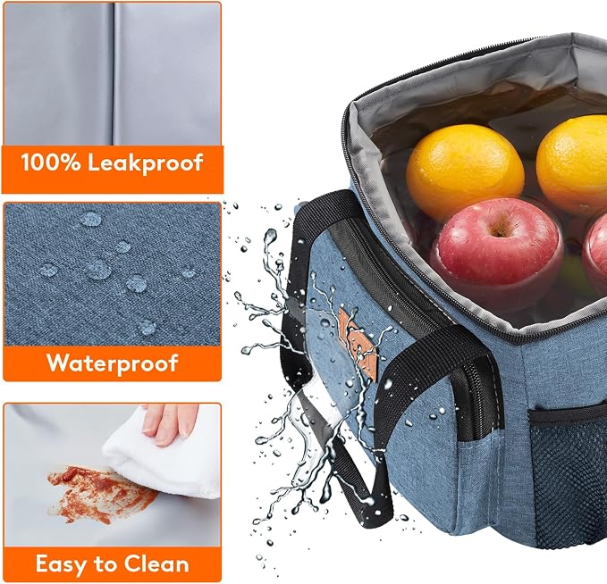 Lifewit Medium Lunch Bag, Insulated Lunch Box, Soft Cooler Cooling Tote for Adult Men Women, Light Blue 12-Can (9L) - Image 5