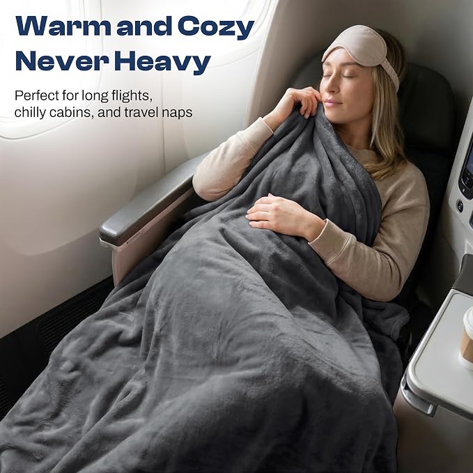 EverSnug Travel Blanket and Pillow - Premium Soft 2 in 1 Airplane Blanket with Soft Bag Pillowcase, Hand Luggage Sleeve and Backpack Clip (Grey) - Image 4