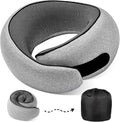 Portable Travel Neck Pillows, 100% Memory Foam Filling, Travel Pillows for Airplanes, Compact and Ergonomic Design, Best for Sleeping Plane Train Travel Essentials (Light Grey) by Unknown