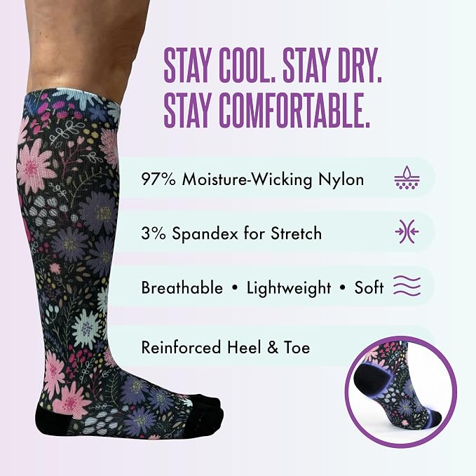Crazy Compression Socks, Comfortable Support Socks for Recovery, Travel, Hiking, and Long-Hour Comfort w/Fun Designs - Image 5