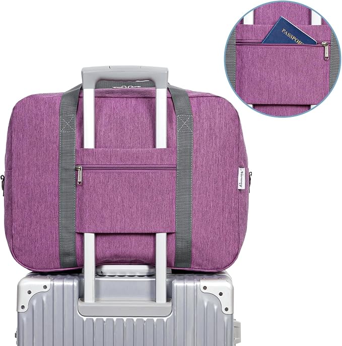 For Spirit Airlines Personal Item Bag 18x14x8 Foldable Travel Duffel Bag Tote Duffle Carry on Luggage for Women and Men 30L (Dark Purple) - Image 5