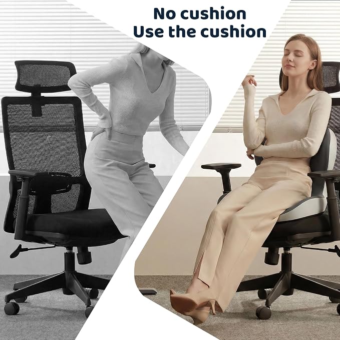 Ergonomic Memory Foma Car Seat Cushion Reducing Sciatica Pressure | Truck Driver Long Sitting Hemorrhoid Pillow, Thick Non Slip Wheelchair Cushions, Comfort Chair Back And Tailbone Cushion - Image 7
