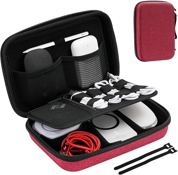 ProCase Hard Travel Electronic Organizer Case for MacBook Power Adapter Chargers Cables Power Bank Apple Magic Mouse Apple Pencil USB Flash Disk SD Card Small Portable Accessories Bag by ProCase