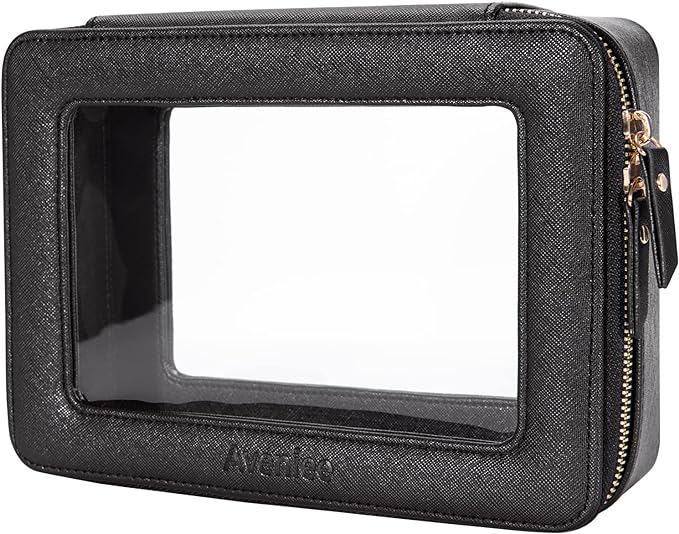 Aveniee Clear Makeup Bag Organizer,Large Travel Toiletry Bag for Women, Waterproof Cosmetic Pouch with Zippers,Car Organizers and Storage Case for Accessories,Black by Aveniee