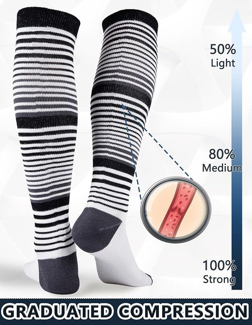 +MD 3 Pairs Bamboo Viscose Compression Socks for Women Men 15-20mmHg Knee High Support Stockings for Pregnancy Nurse Travel - Image 2