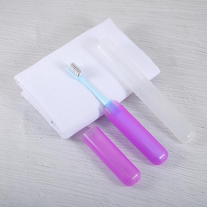 VOCOSTE 2Pcs Travel Toothbrush Case, White&Purple | Moisture-Proof Keeps Brush Fresh, Compact for Tight Bags, 2-Pack for Sharing, Essential for Couples - Image 7