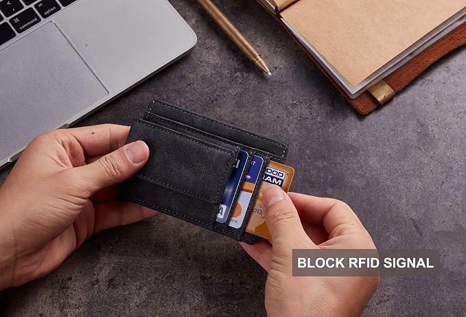Toughergun Slim Wallet for Men RFID Blocking Money Clip, Minimalist Front Pocket Credit Card Holder, Magnetic Thin Mens Wallets with ID Window - Image 7