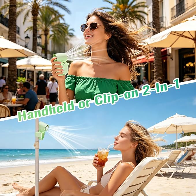 Clip-On Portable Fan Rechargeable Personal Handheld Mini Fan with LED Display Stroller Fan 360° Rotatable Small Bladeless Fan Clip on for Shirt 6-Speed For Outdoor & Travel & Office - Image 2