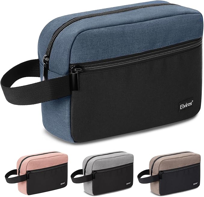Elviros Travel Toiletry Bag for Men Hanging Toiletries Dopp Kit Small Bathroom Hygiene Tool and Medicine bag for Traveling Essential Shaving Pouch,Gifts for Men(Blue&Black) by Elviros