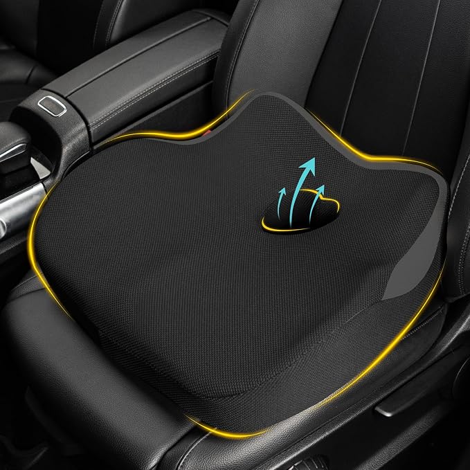 Allaboutsla Car Seat Cushion for Driving, Car Seat Pillow for Short Drivers | Ergonomic Memory Foam Seat Cushion for Pain Relief, Adult Booster Seat for Car, Butt Cushion for Car, Truck, Classic Black by Allaboutsla