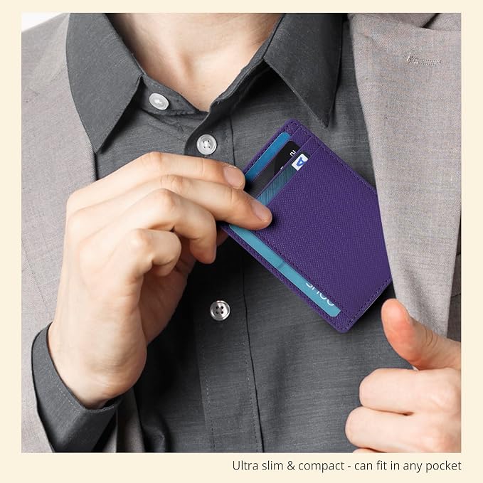 Leather Slim Minimalist RFID Blocking Front Pocket Wallet, Credit Card - Image 6