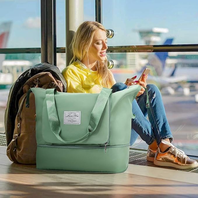 Ranslen Large Capacity Folding Travel Bag,Expansion Travel Duffel Bag with Dry and Wet Separation Portable Travel Duffel Bag - Image 6