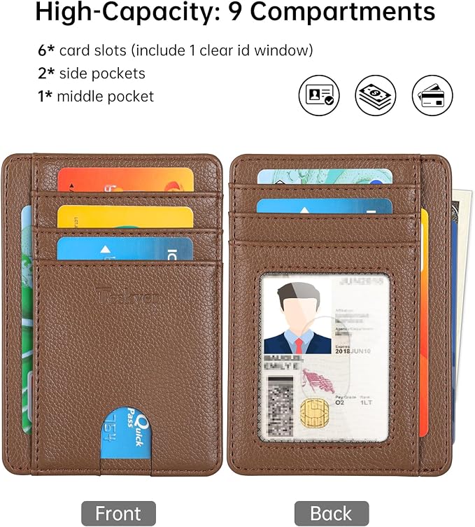 Teskyer Slim Minimalist Wallet for Men, RFID Front Pocket Card Holder | Ultra Slim Front Pocket Design, 8 Card Slots, RFID Protection, Smooth Faux Leather for Everyday Carry - Image 5