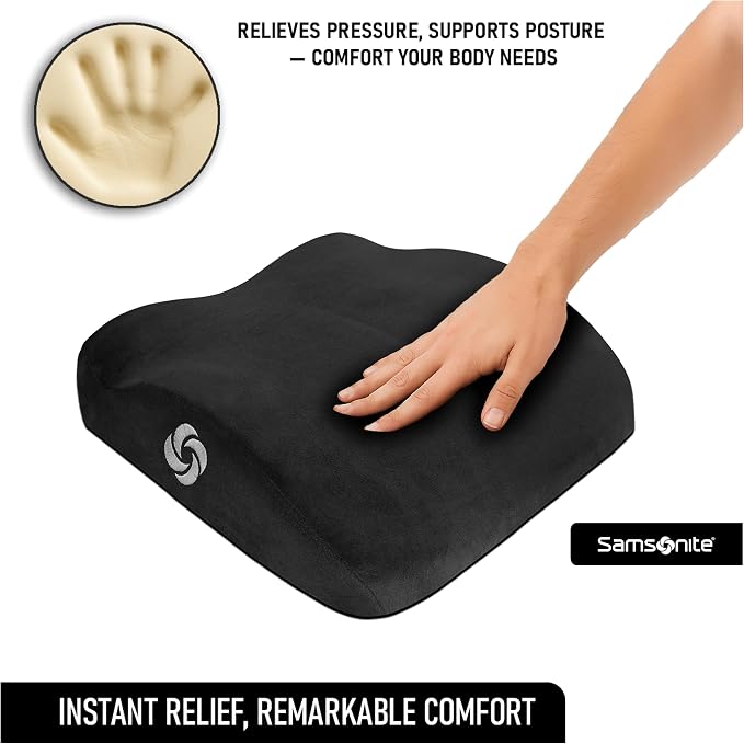 Samsonite Car Seat Cushion Curved Pillow - Butt Cushions for Office Chairs, Car Seat Back Support Pillow Tailbone Support Cushion - Image 5
