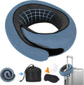 Memory Foam Neck Pillow,2026 World Cup Travel Pillow,Neck Pillow Airplane with Eye Mask & Ear Plugs,Memory Foam 360 Degree Support Stowable Pillows for Airplanes Offices and Cars (Blue) by Unknown