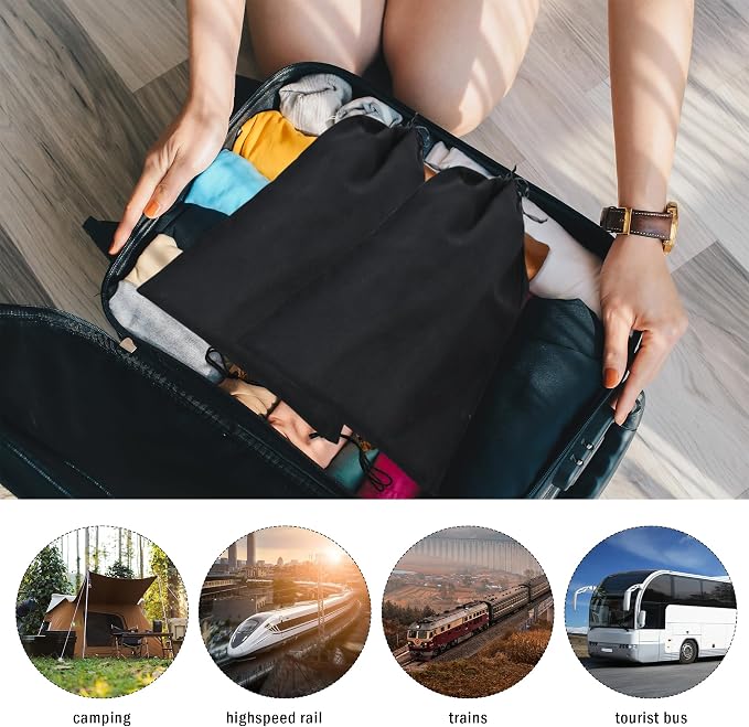 GONGKANGYUAN 2 Pack Shoe Bags for Travel Flannel Single Shoe Pouch with Drawstring for Men Women Travel Protecting Storing Shoes - Image 7