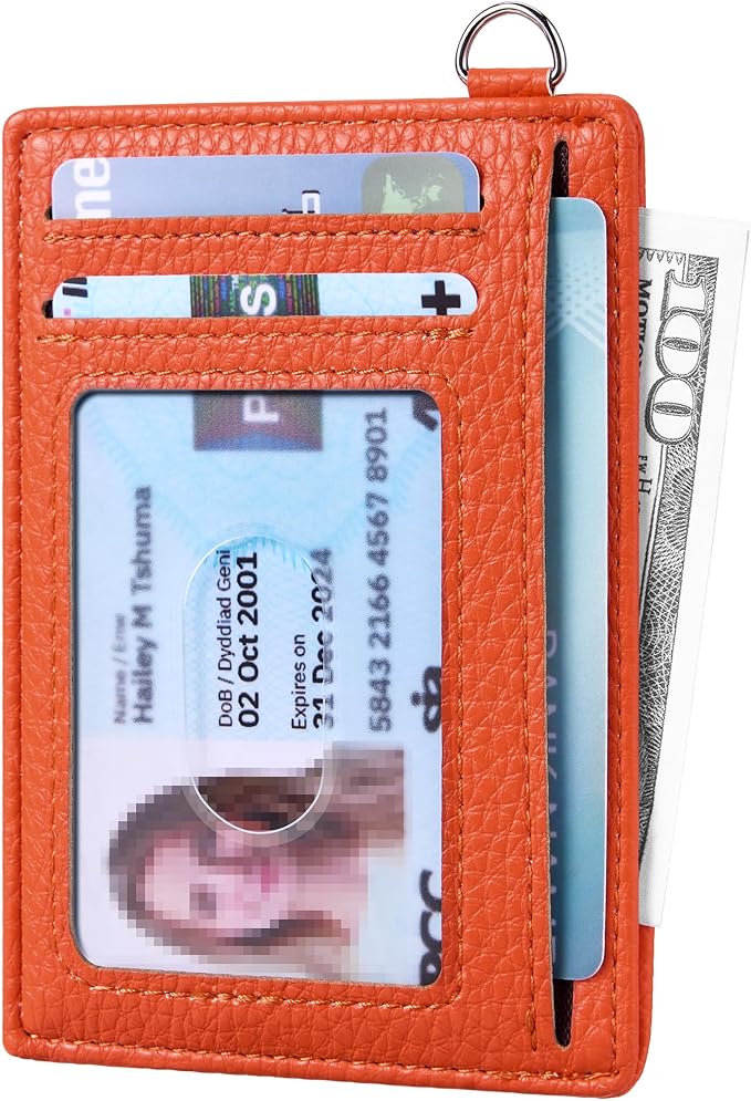 Mayski Slim Wallet, Credit Card Holder for Women, Minimalist Front Pocket RFID Blocking Card Cases, Small Wallet Women Men(Lichee Orange) - Image 2