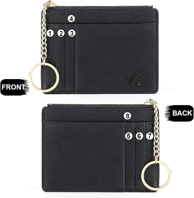 Valentoria Slim RFID Blocking Card Holder Small Pocket Wallet Keychian Zipper Coin Purse Mini Cash & Coin & Cards Case for Women Men | Slim - Image 2