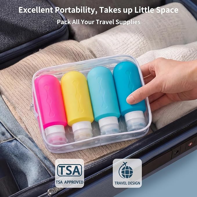 Gemice Travel Bottles for Toiletries, Tsa Approved Travel 6oz Size Containers with Clear Bag, BPA Free Leak Proof Travel Tubs Refillable Liquid Travel Accessories for Cometic Shampoo Lotion - Image 3
